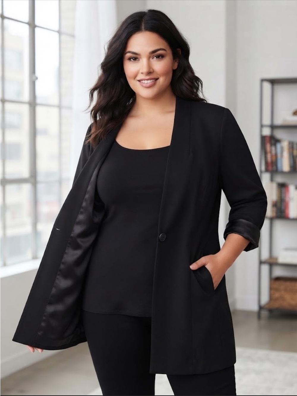 torrid NWT Black Single-Button long length Blazer W Satin like lining